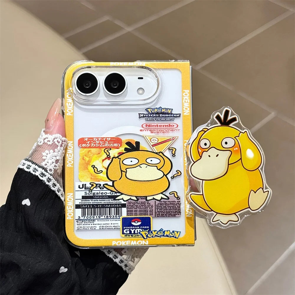 Cartoon Yellow Duck Phone Case for iPhone Duo – MagSafe Holder Anti-Vibration Cover