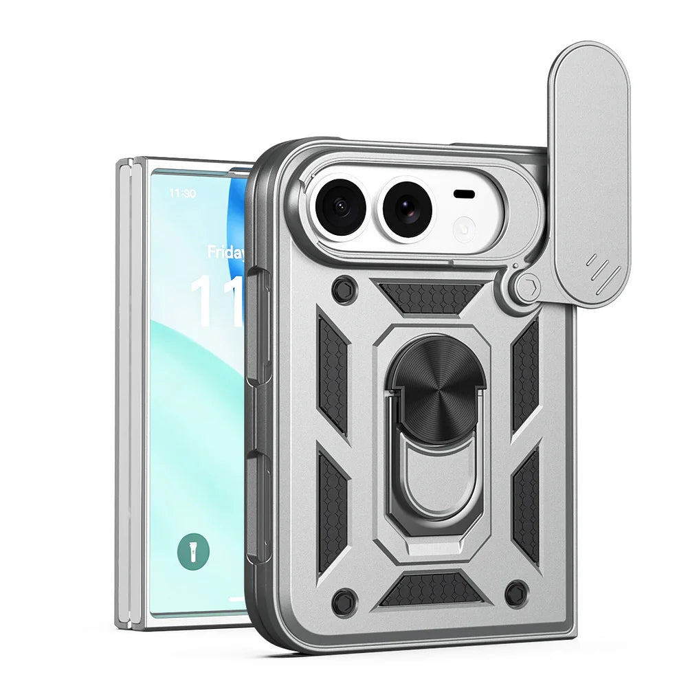 Hybrid Metal Ring Holder Stand Case for iPhone Duo – Camera Protection Back Cover