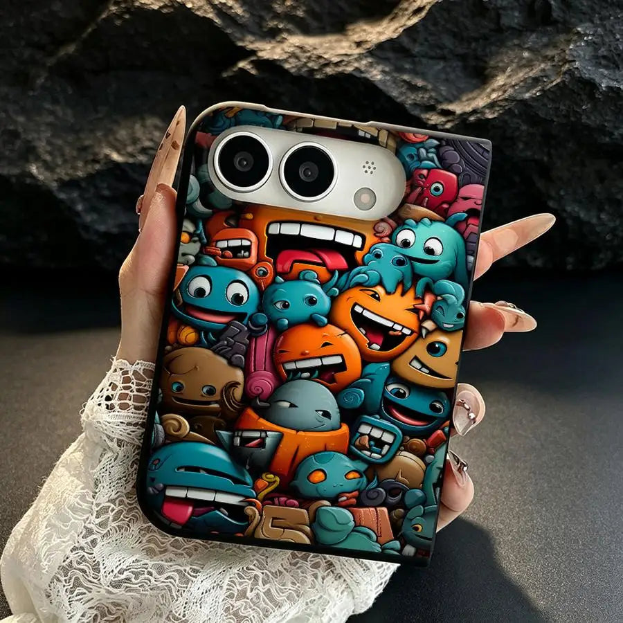 Cute Monster Doodle Phone Case for iPhone Duo – Fun Graffiti Design Cover