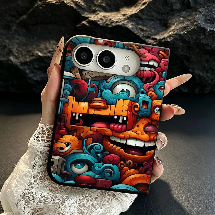 Cute Monster Doodle Phone Case for iPhone Duo – Fun Graffiti Design Cover