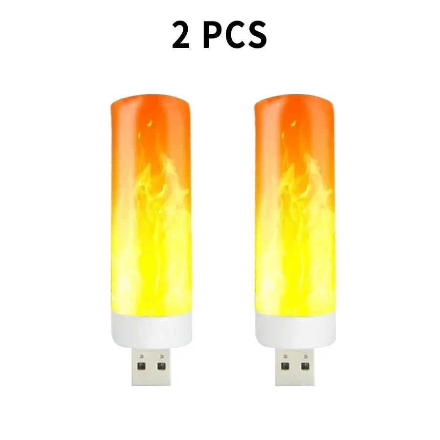 USB LED Flame Effect Light Bulb – Dynamic Flickering Fire Lamp for Cozy Decor