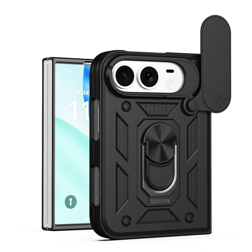 Hybrid Metal Ring Holder Stand Case for iPhone Duo – Camera Protection Back Cover