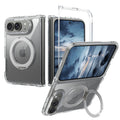 360° Magnetic Bracket Case for iPhone Duo – Transparent MagSafe Shockproof with Ring Stand