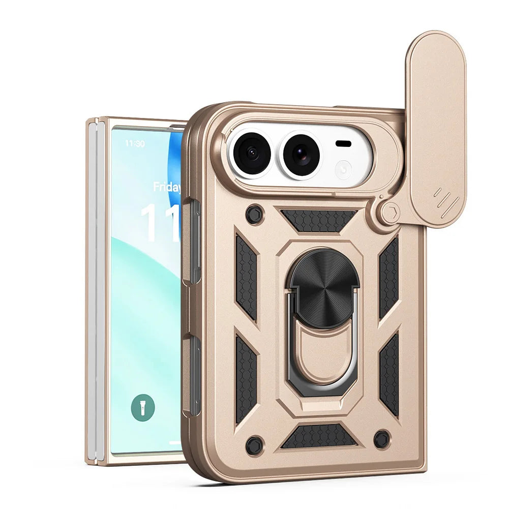 Hybrid Metal Ring Holder Stand Case for iPhone Duo – Camera Protection Back Cover