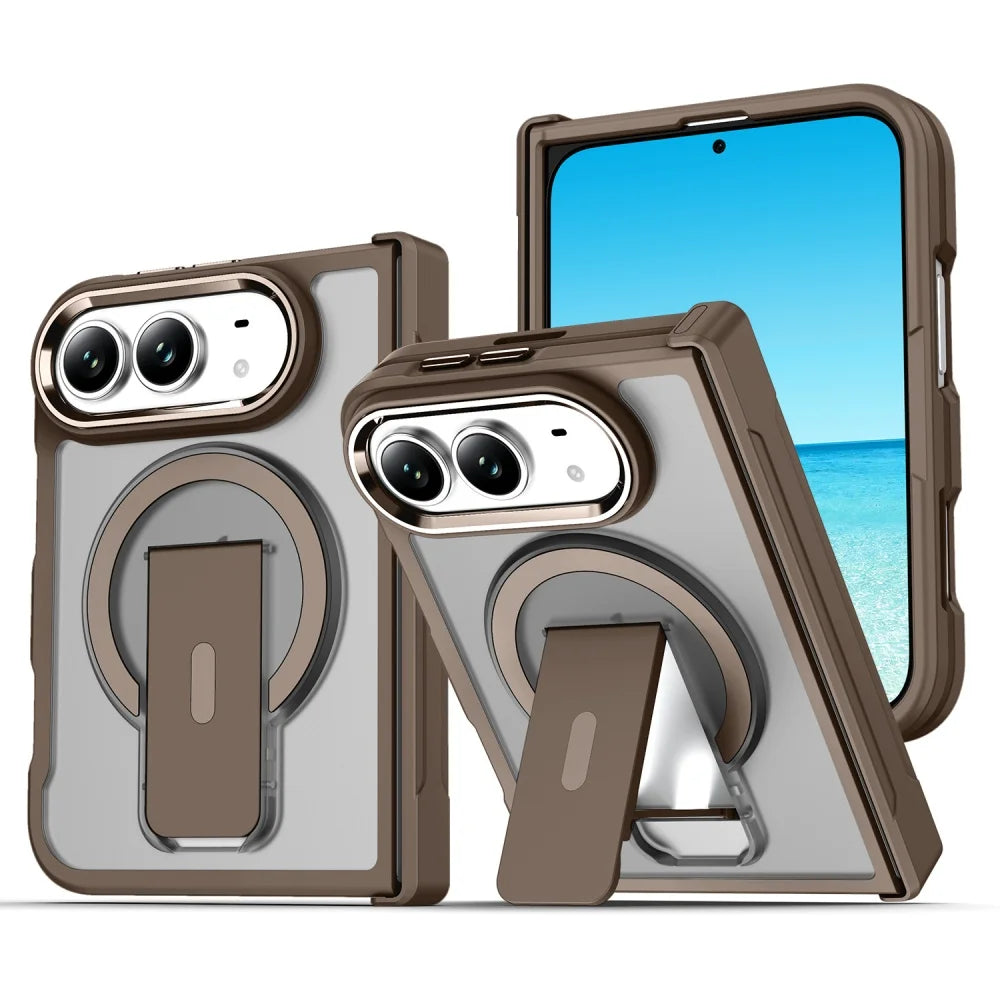 Matte Translucent Stand Holder Case for iPhone Duo – MagSafe Magnetic Slim Shockproof Cover
