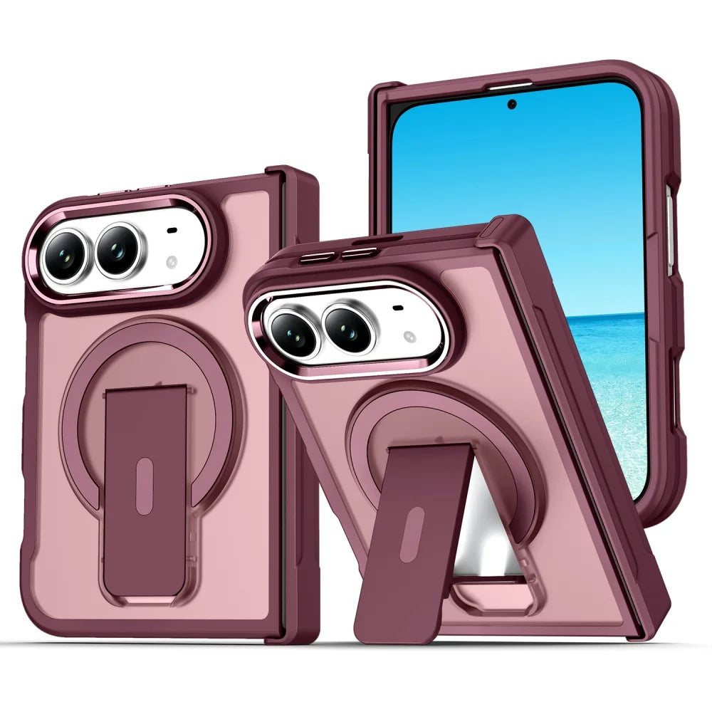 Matte Translucent Stand Holder Case for iPhone Duo – MagSafe Magnetic Slim Shockproof Cover