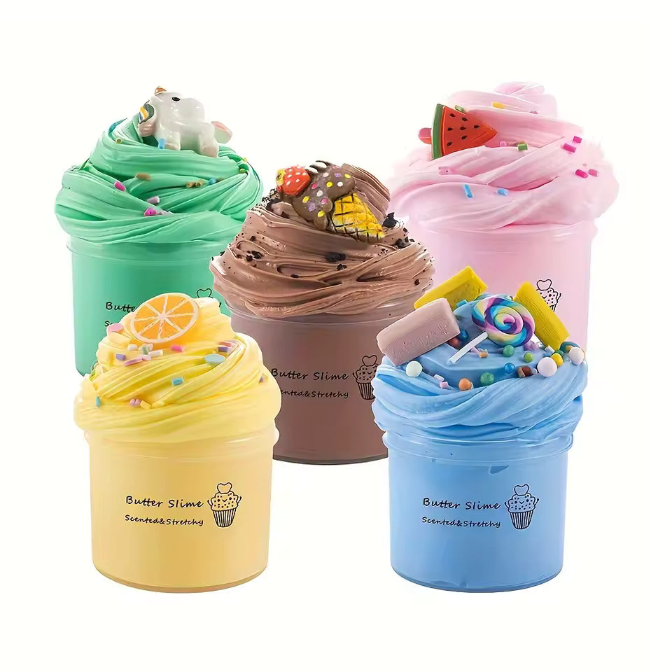 Butter Slime Kit 70ml – Scented Fluffy Slime with Charms