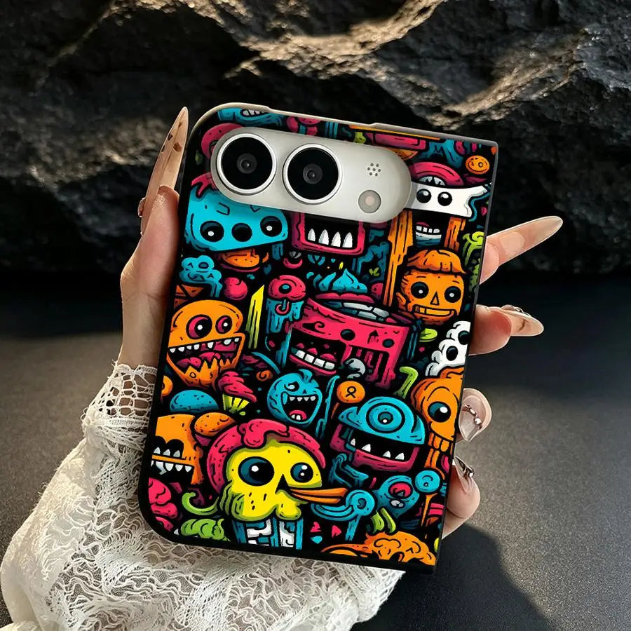 Cute Monster Doodle Phone Case for iPhone Duo – Fun Graffiti Design Cover