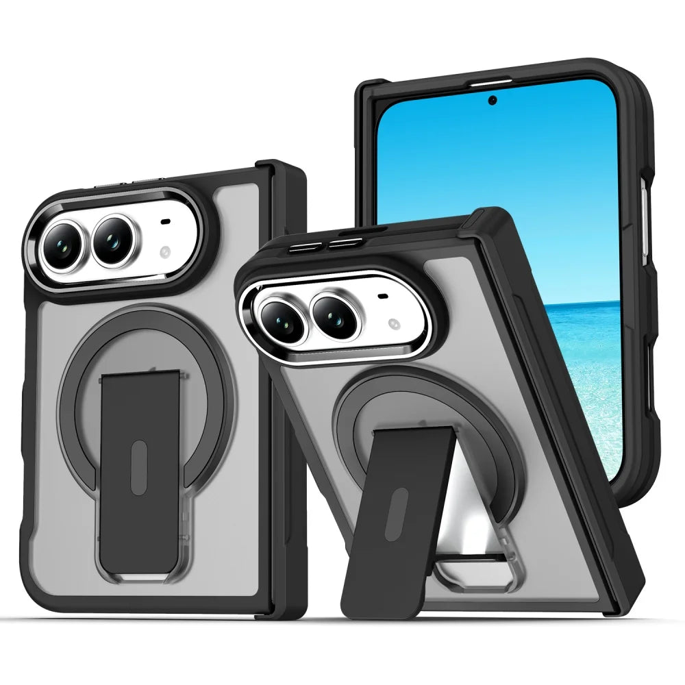 Matte Translucent Stand Holder Case for iPhone Duo – MagSafe Magnetic Slim Shockproof Cover