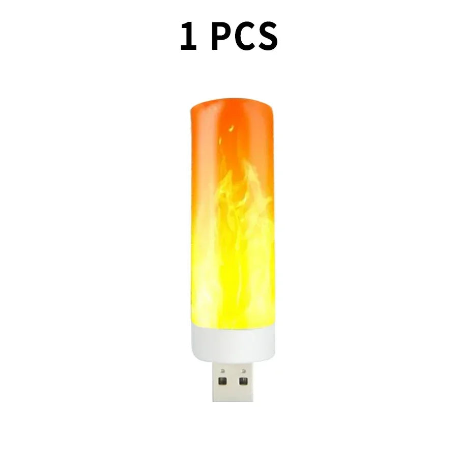 USB LED Flame Effect Light Bulb – Dynamic Flickering Fire Lamp for Cozy Decor