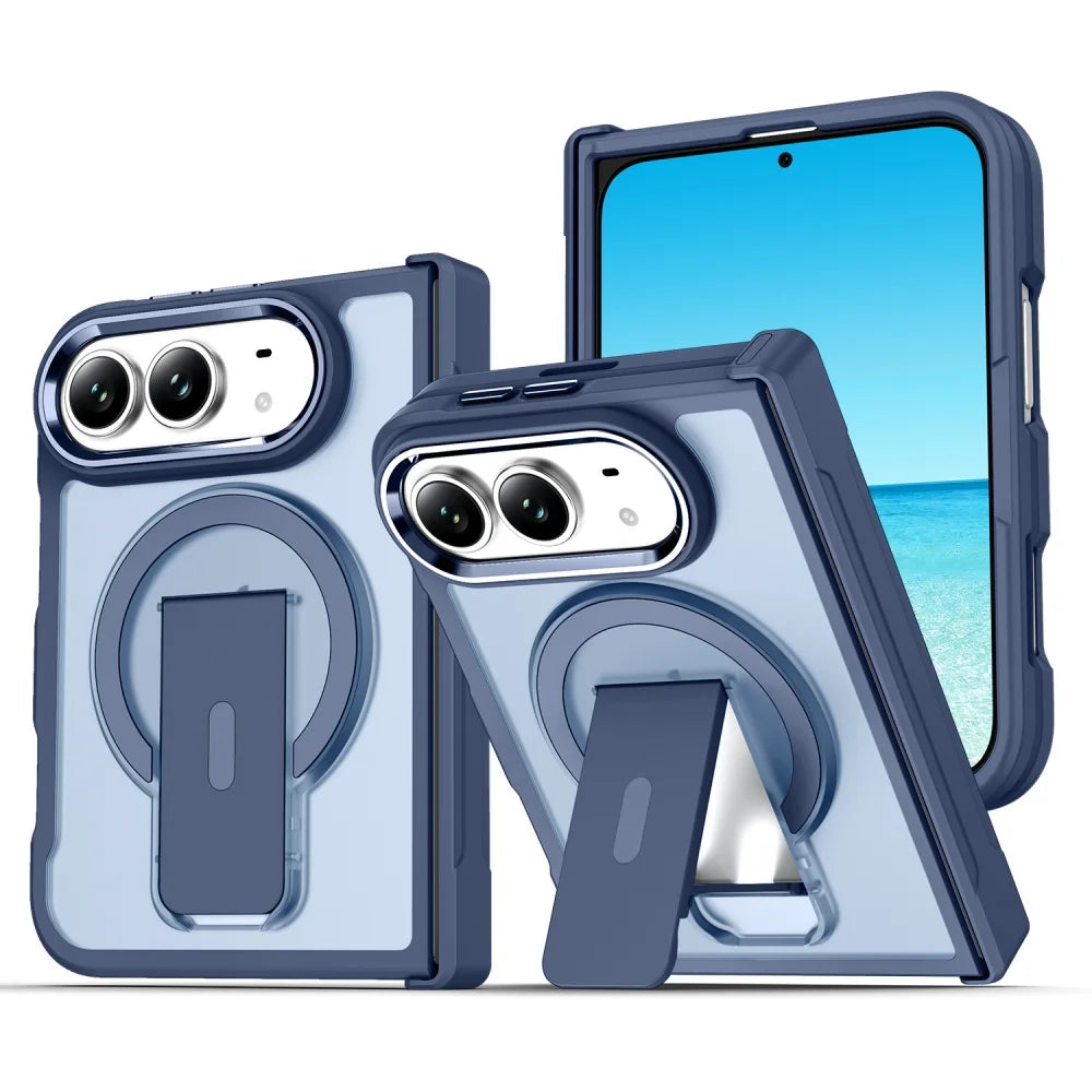 Matte Translucent Stand Holder Case for iPhone Duo – MagSafe Magnetic Slim Shockproof Cover