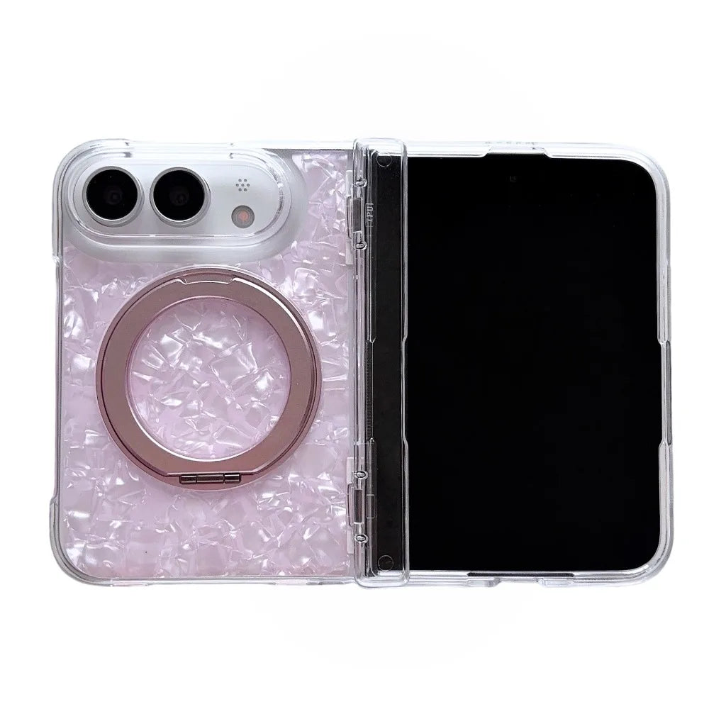 360° Rotating Kickstand Shell Pattern Case for iPhone Duo – MagSafe Hinge Protection Cover