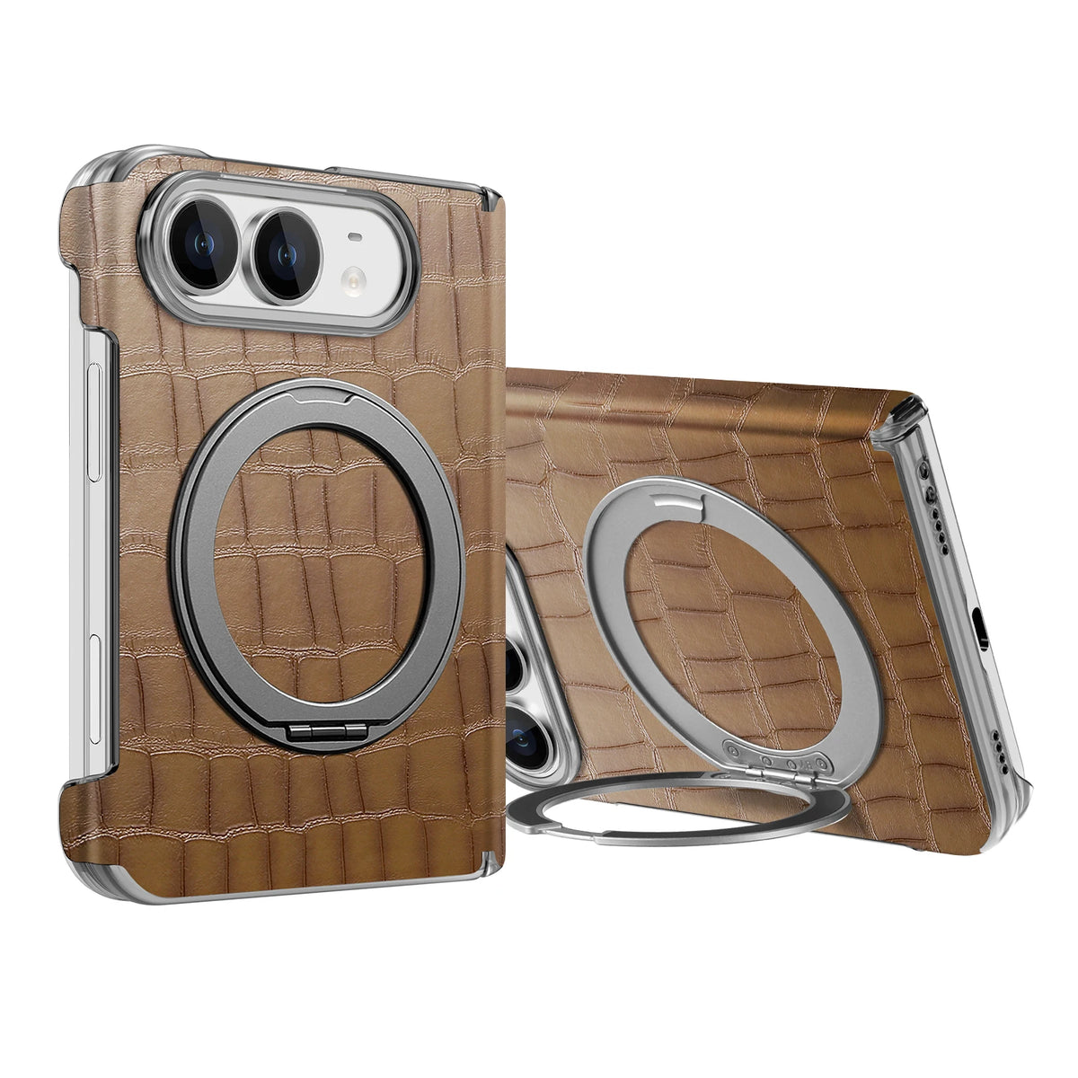 Card Slot Wallet Kickstand Case for iPhone Duo – Cloth Texture Magnetic Hinge Protection Cover