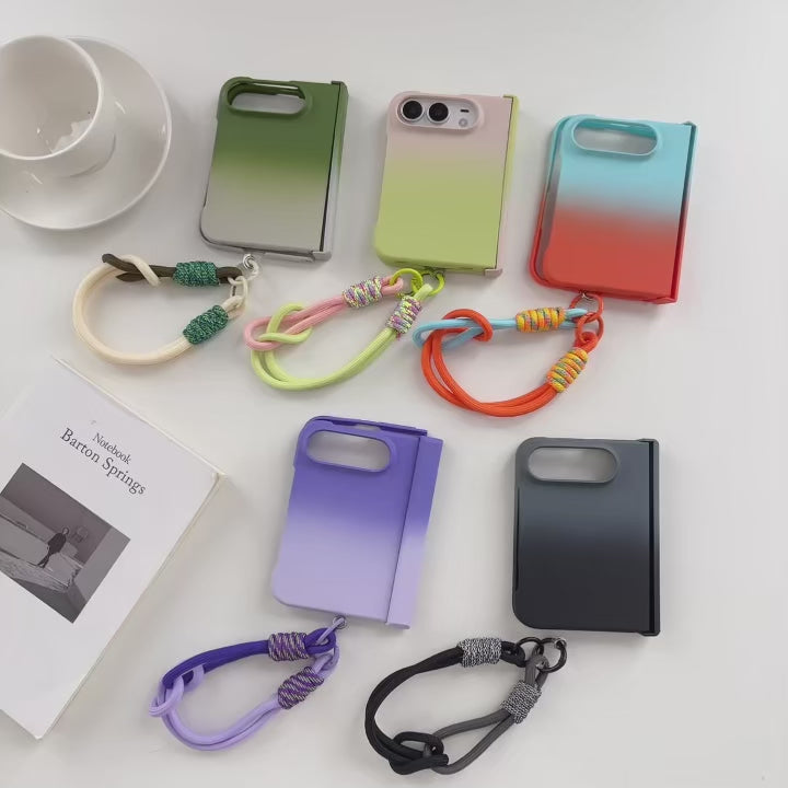 Luxury Gradient Double Color Lanyard Case for iPhone Duo – Hand Wrist Strap Shockproof Cover
